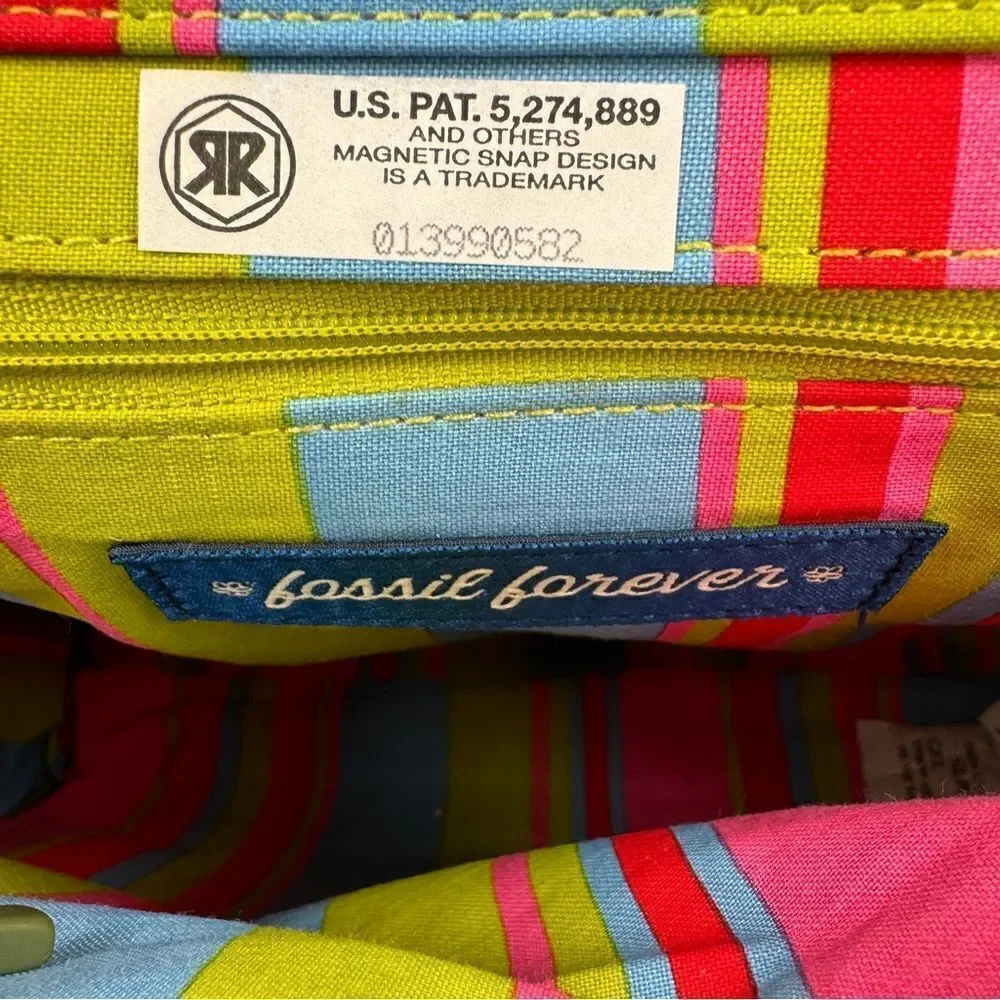 Fossil Forever‎ Faux Straw Beach Vacation Tote Shoulder Bag Large Cream Red